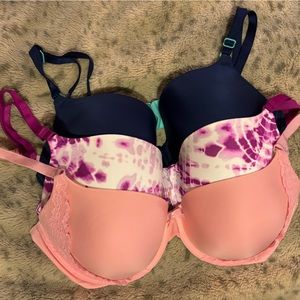 Three Victoria’s Secret 36D bras NWOT. Two are perfect coverage and a Demi.